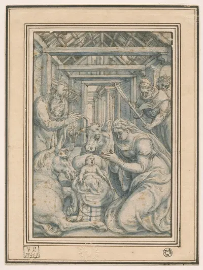 Adoration of the shepherd by Gerard van Groeningen, 1555-1591 — digital art print download
