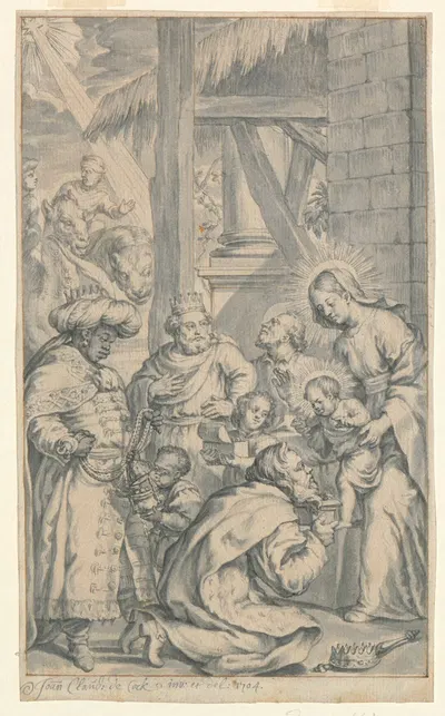 Adoration of the Magi by Jan Claudius de Cock, 1704 — digital art print download