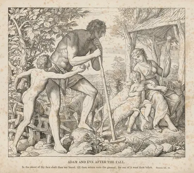 Adam and Eve after the Fall by Julius Schnorr von Carolsfeld, 1856 — digital art print download