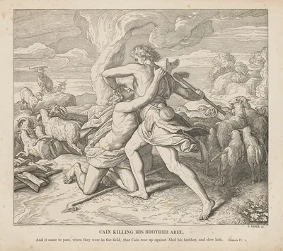 Cain killing his brother Abel by Julius Schnorr von Carolsfeld, 1856 — digital art print download