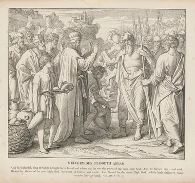 Melchizedek blesseth Abram by Julius Schnorr von Carolsfeld, 1856 — digital art print download
