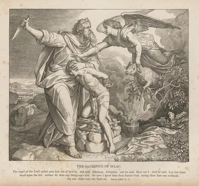 The sacrifice of Isaac by Julius Schnorr von Carolsfeld, 1856 — digital art print download