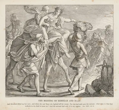 The meeting of Rebeccah and Isaac by Julius Schnorr von Carolsfeld, 1856 — digital art print download