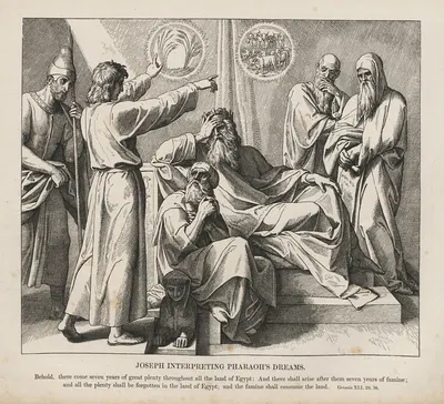 Joseph interpreting Pharaoh’s dream by Julius Schnorr von Carolsfeld, 1856 — digital art print download