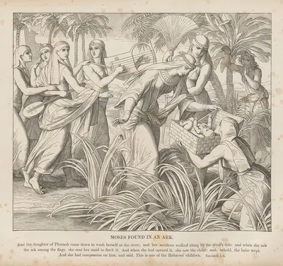 Moses found in an ark by Julius Schnorr von Carolsfeld, 1856 — digital art print download