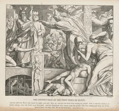 The Destruction of the first born of Egypt by Julius Schnorr von Carolsfeld, 1856 — digital art print download