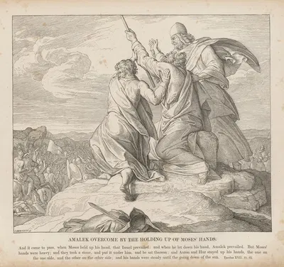 Amalek overcome by the holding up of Moses’ hands by Julius Schnorr von Carolsfeld, 1856 — digital art print download