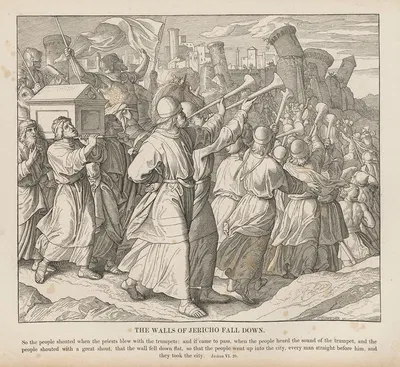 The walls of Jericho fall down by Julius Schnorr von Carolsfeld, 1856 — digital art print download