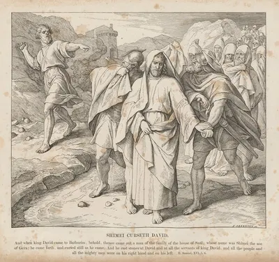 Shimei curseth David by Julius Schnorr von Carolsfeld, 1856 — digital art print download