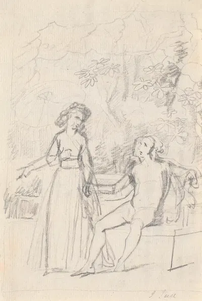 Kompositionsudkast til det Rabenske familiebillede II by Jens Juel, 1796 — digital art print download