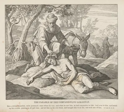 The parable of the Good Samaritan by Julius Schnorr von Carolsfeld, 1856 — digital art print download