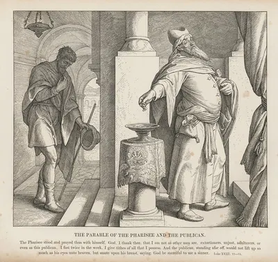 The parable of the Pharisee and the Publican by Julius Schnorr von Carolsfeld, 1856 — digital art print download