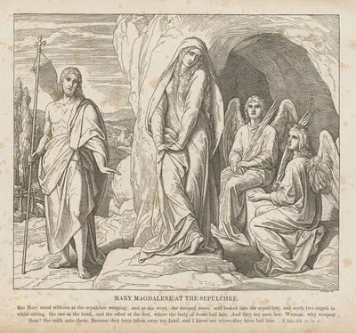Mary Magdalene at the sepulchre by Julius Schnorr von Carolsfeld, 1856 — digital art print download