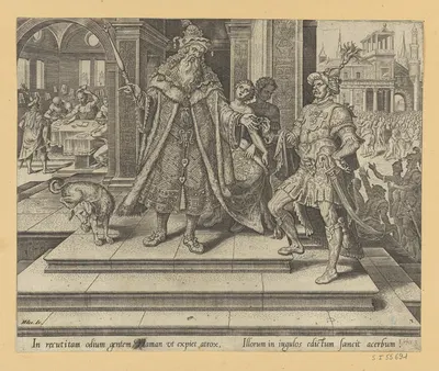 Ahasuerus Commissions to Destroy The Jewish People by Маартен ван Хемскерк, 1564 — digital art print download
