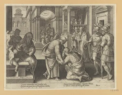Cornelius Kneeling Before St Peter by Stradanus, 1582 — digital art print download