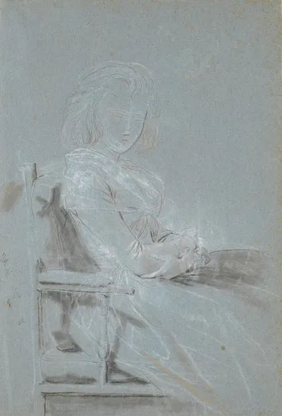 Studie til portrættet af Ulrike Elenora Wedel Jarlsberg, født Brockdorff by Йенс Юэль, 1791 – 1792 — digital art print…