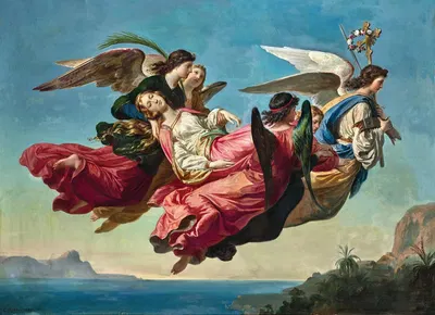 Saint Catherine Carried to Mount Sinai by Angels after Her Martyrdom by Карл фон Блаас, 1865 — digital art print download