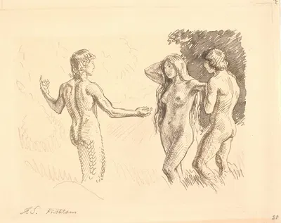 Adam og Eva fristes af slangen by Йоаким Сковгорд, 1902 - 1903 — digital art print download