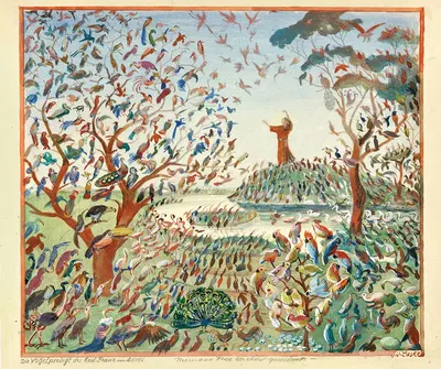 Die Vogelpredigt des heil. Franz von Assissi by Оскар Ласке — digital art print download