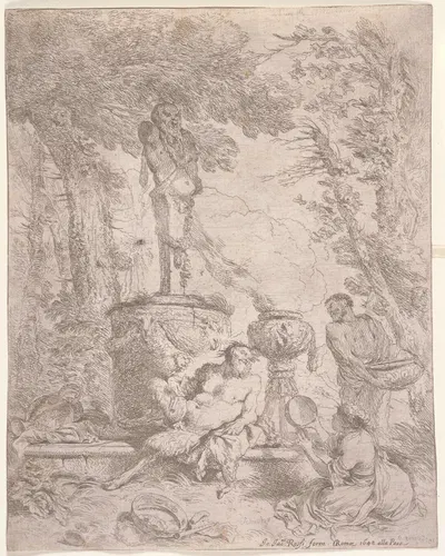 Feast Before the Altar of the God Terminus by Джованни Бенедетто Кастильоне, c. 1645 — digital art print download