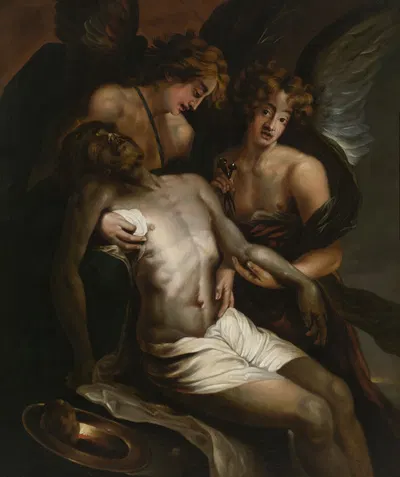 Man of Sorrows supported by Angels by Louis de Deyster, 1651 - 1700 — digital art print download