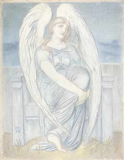 Seated Angel by Simeon Solomon, 1883 — digital art print download