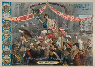 The largest millinery house in the world. Jas. G. Johnson & Co. importers and manufacturers of millinery goods, straw and…