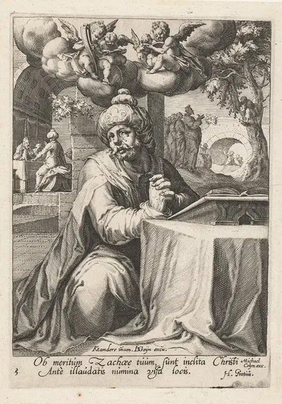 Zacchaeus as a repentant sinner by Якоб де Гейн II, 1595 - 1596 — digital art print download