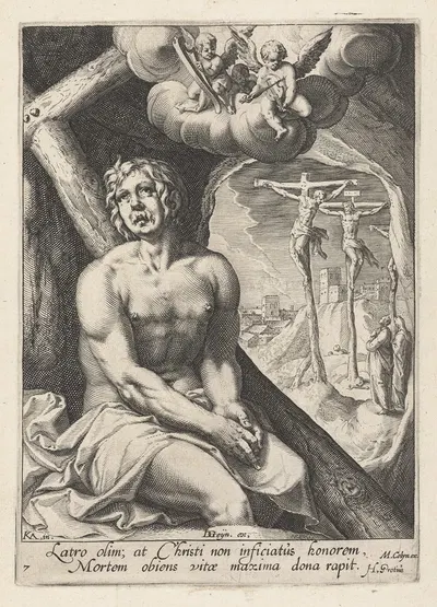The good murderer as a repentant sinner by Якоб де Гейн II, 1595 - 1596 — digital art print download