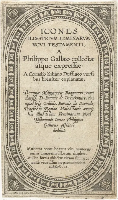 Icones Illvstrivm Feminarvm Novi Testamenti – title page by Jan Collaert II, 1595 - 1599 — digital art print download