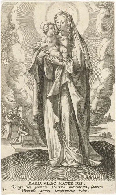 Mary with child by Jan Collaert II, 1595 - 1599 — digital art print download