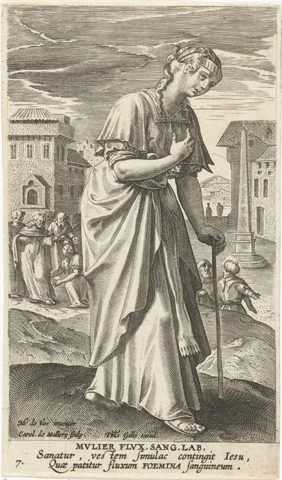 The bleeding woman by Jan Collaert II, 1595 - 1599 — digital art print download