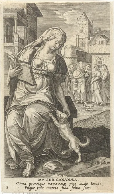 The Canaanite woman by Jan Collaert II, 1595 - 1599 — digital art print download