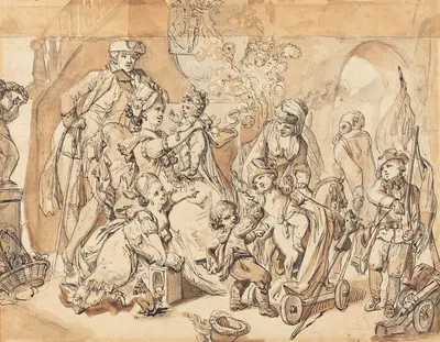 The Happy Family with Children Playing by Johann Eleazar Schenau — digital art print download