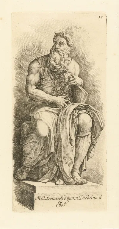 Moses with the stone tables by Jan de Bisschop, 1666-1671 — digital art print download