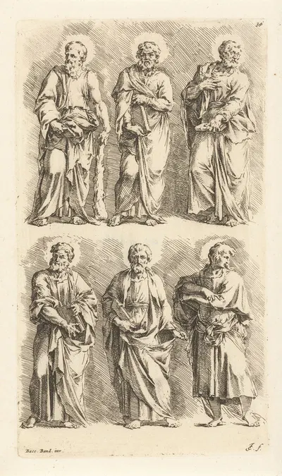 Six standing apostles by Jan de Bisschop, 1666-1671 — digital art print download