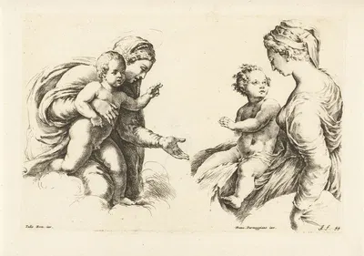 Mary with child by Jan de Bisschop, 1666-1671 — digital art print download
