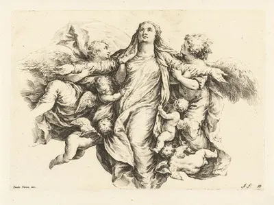 Assumption of Mary. by Jan de Bisschop, 1666-1671 — digital art print download