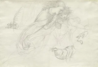 Two Grieving Angels (verso) by Иоганн Евангелист Шеффер фон Леонардсхоф, 1821 — digital art print download