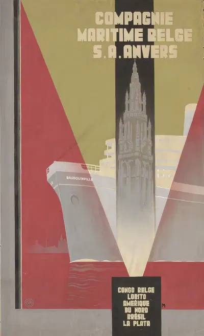 Compagnie Maritime Belge SA Anvers Congo Belge Lobito Amérique du Nord Brésil La Plata by Jos De Swerts, 1930 — digital art…