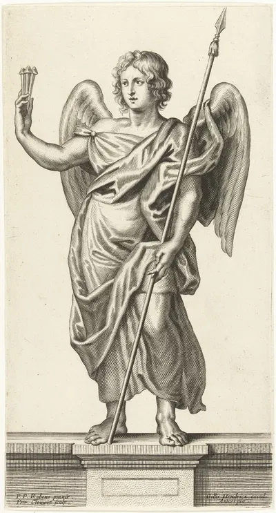 Angel with lance and nails by Petrus Clouwet, 1639 - 1670 — digital art print download