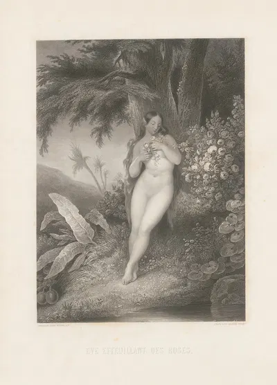 Eve effeuillant des roses by Alphonse de Lamartine, 1868 — digital art print download