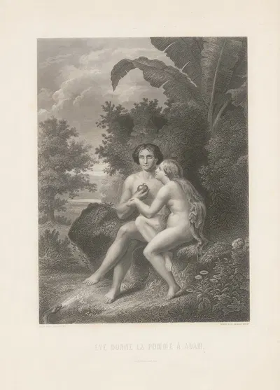 Eve donne la pomme a Adam by Alphonse de Lamartine, 1868 — digital art print download