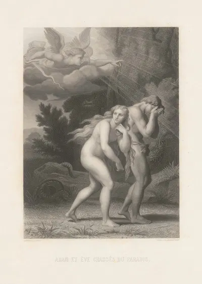 Adam et eve chassés du paradis by Alphonse de Lamartine, 1868 — digital art print download