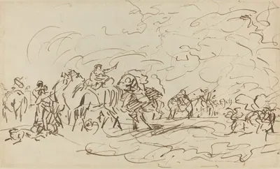 Sandstorm in the Desert Overtaking a Caravan by Johan Joseph Zoffany — digital art print download