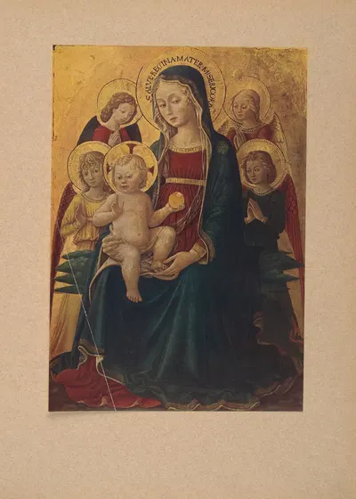 Bartolomeo‎ ‎Caporali,‎ ‎Madonna‎ ‎col‎ ‎Bambino‎ ‎e‎ ‎angeli by Коррадо Риччи, 1910 — digital art print download