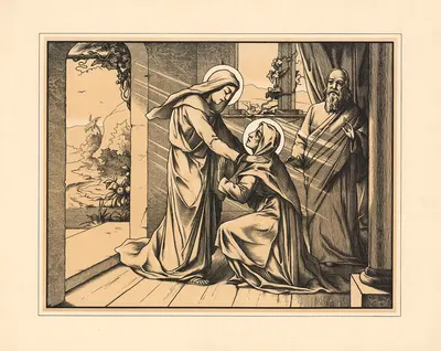 Mary and Elizabeth by Aschendorff, 1906 — digital art print download