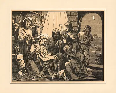 The Birth of Jesus by Aschendorff, 1906 — digital art print download