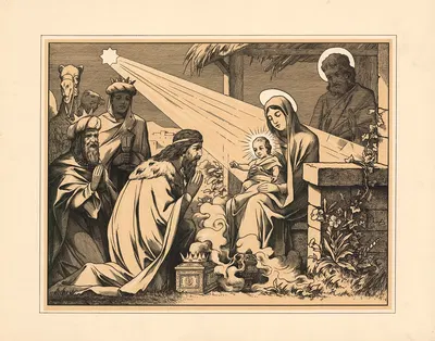 The Adoration of the Magi by Aschendorff, 1906 — digital art print download