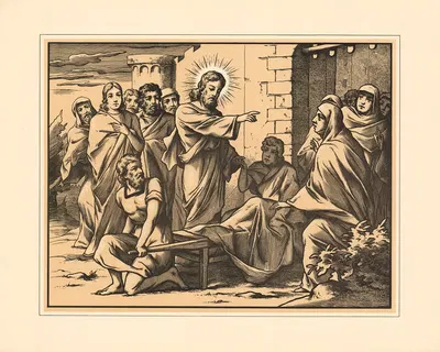 The raising of the widow's son from Nain by Aschendorff, 1906 — digital art print download